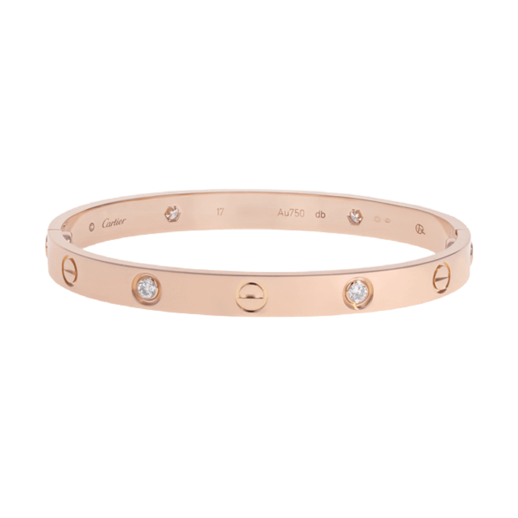 Vertical 4 Diamond Love Bracelet - Size 17