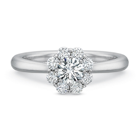 Vertical White Gold Halo Semi-Mount Engagement Ring