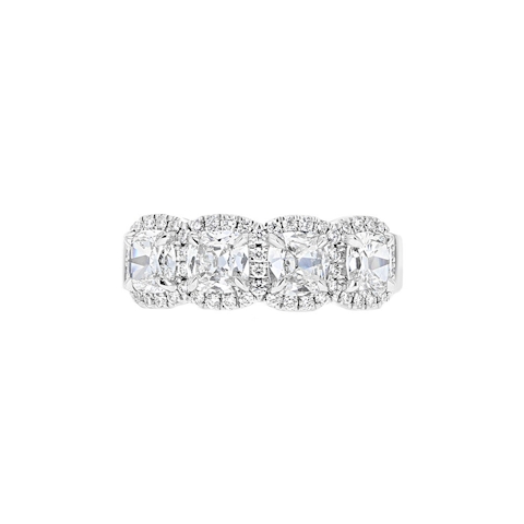 Vertical 18K White Gold Cushion Diamond Halo Band