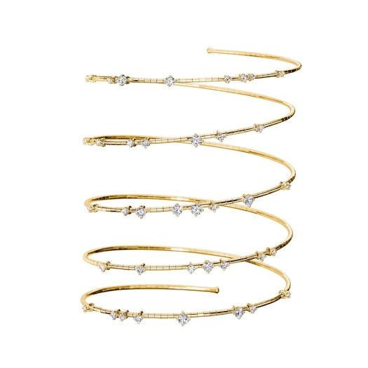 Vertical 18K Yellow Gold/Titanium Diamond Five Row Spiral Bracelet