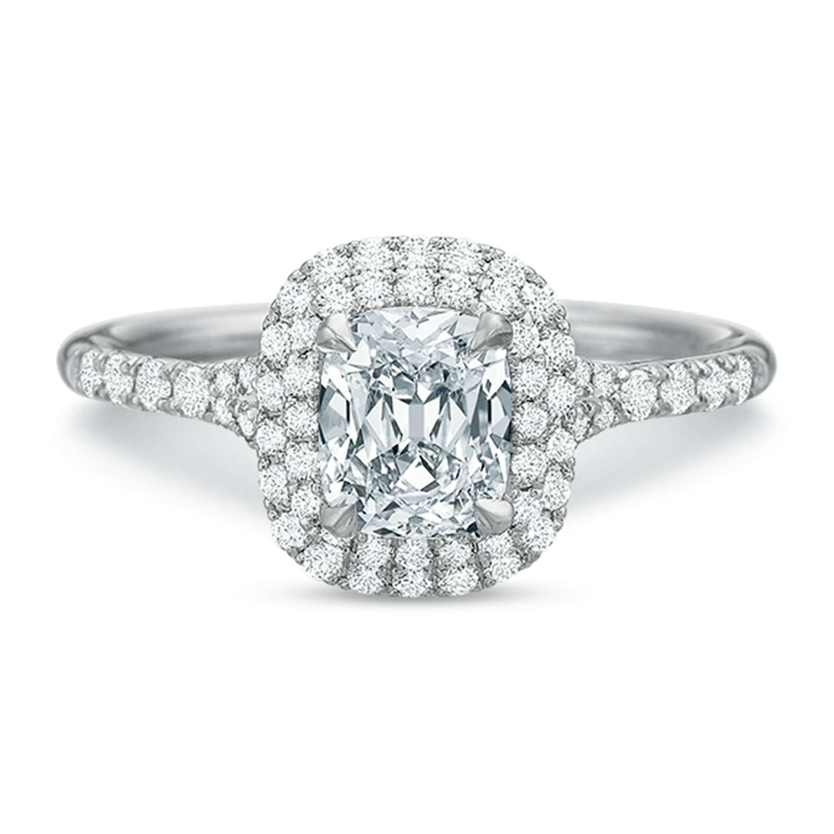 Vertical White Gold Double Halo Semi-Mount Engagement Ring