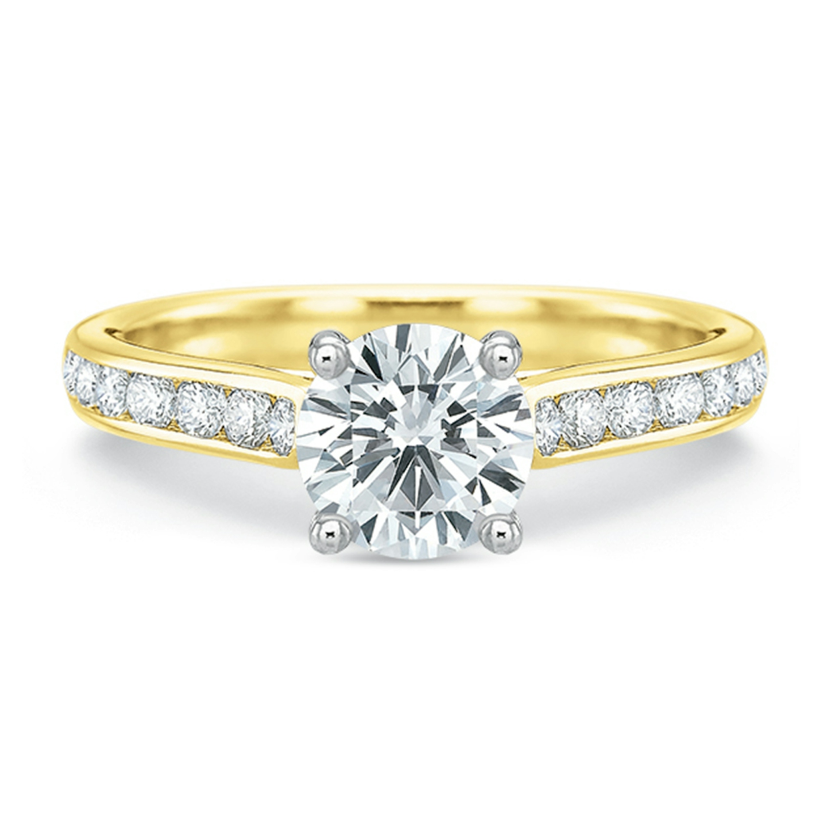 Vertical Yellow Gold Channel Set Semi-Mount Engagement Ring 2131Y