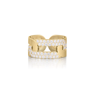 Vertical 18K Yellow Gold Navarra Diamond Wide Link Band