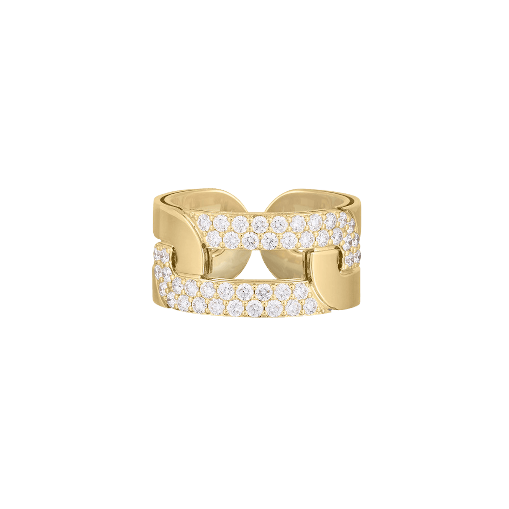 Vertical 18K Yellow Gold Navarra Diamond Wide Link Band