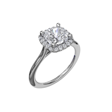 Vertical Classic Cushion Halo Engagement Ring S3044