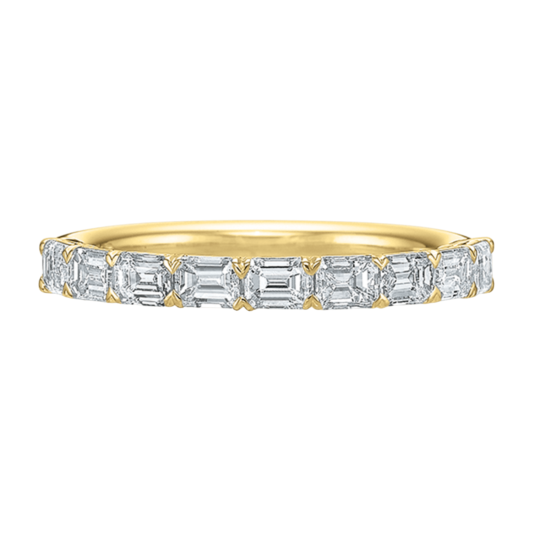 Vertical Yellow Gold Diamond Shared Prong Band