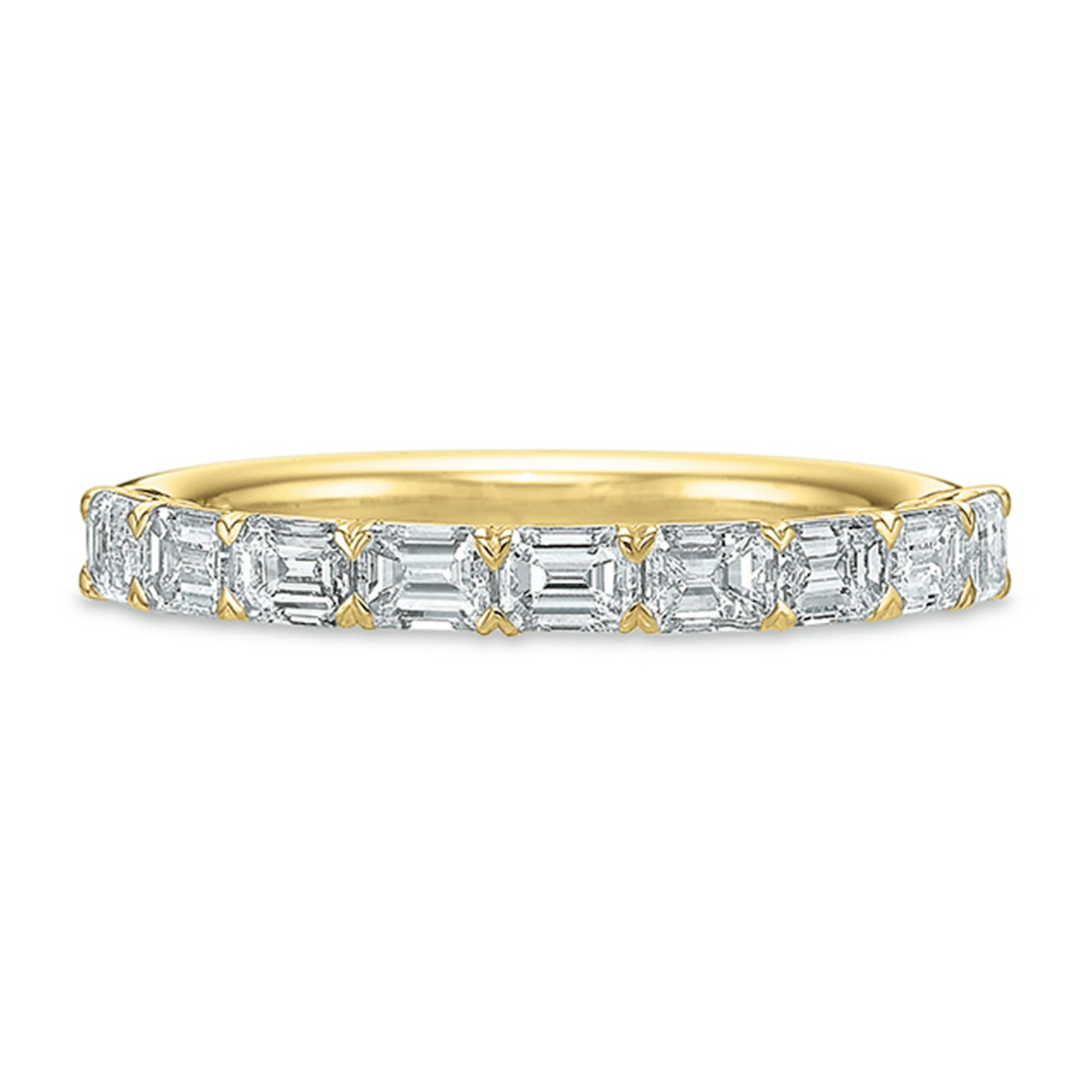 Vertical Yellow Gold Diamond Shared Prong Band
