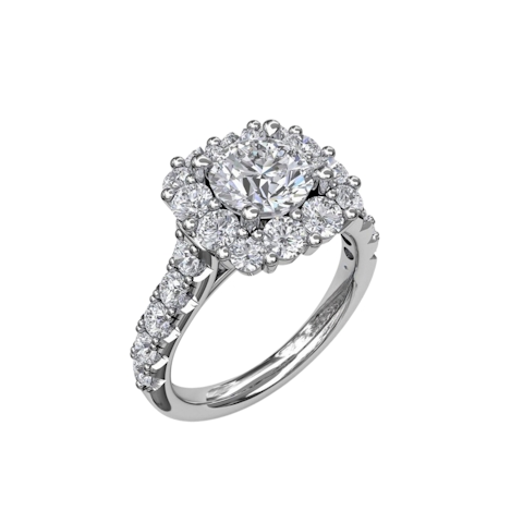 Vertical Chunky Diamond Cushion Halo Engagement Ring S3459
