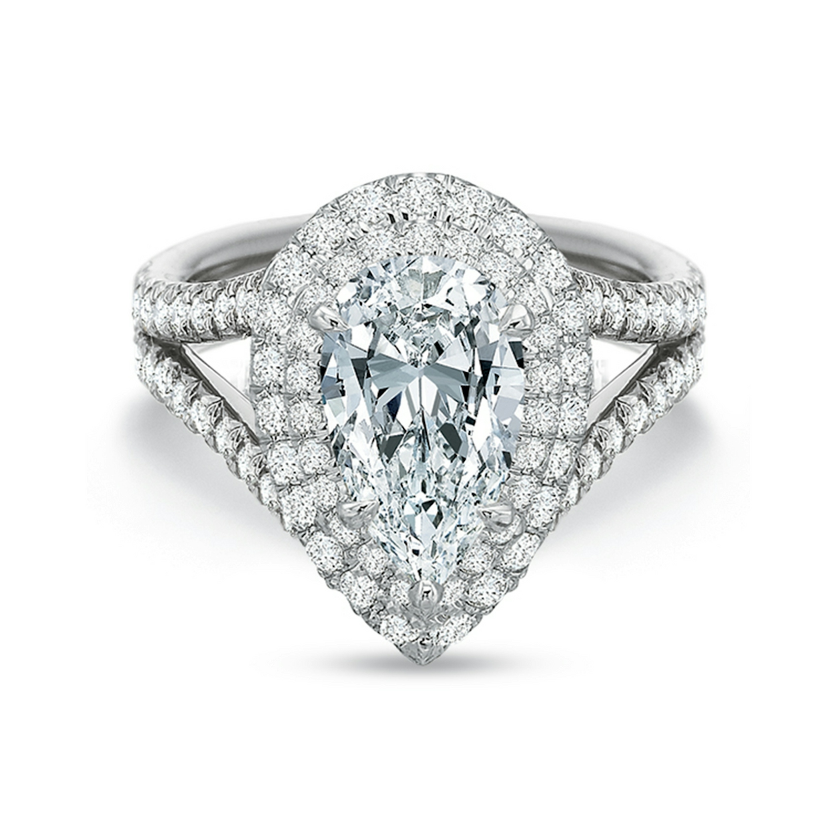 Vertical White Gold Halo Semi-Mount Engagement Ring