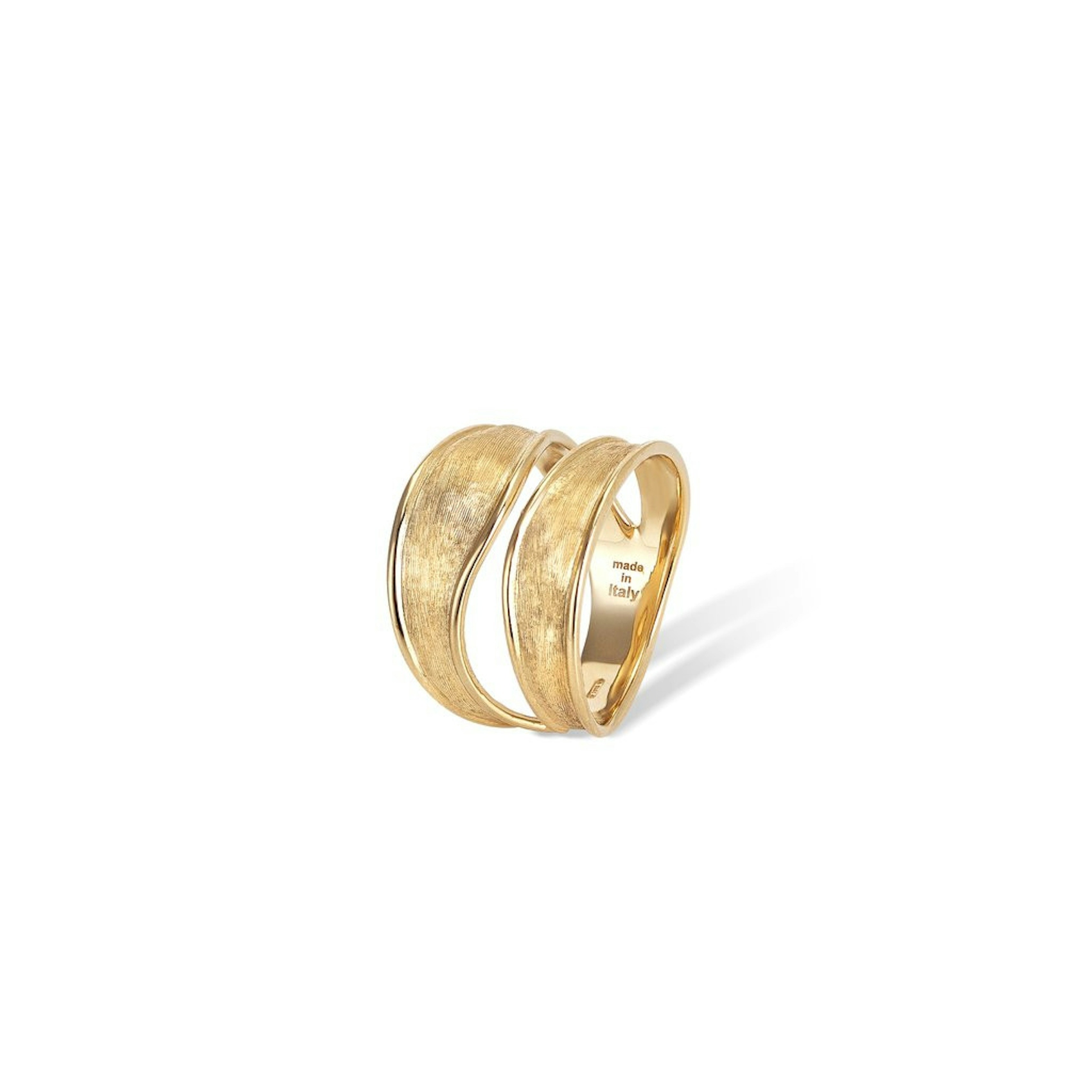 Vertical 18K Yellow Gold Lunaria Split Ring