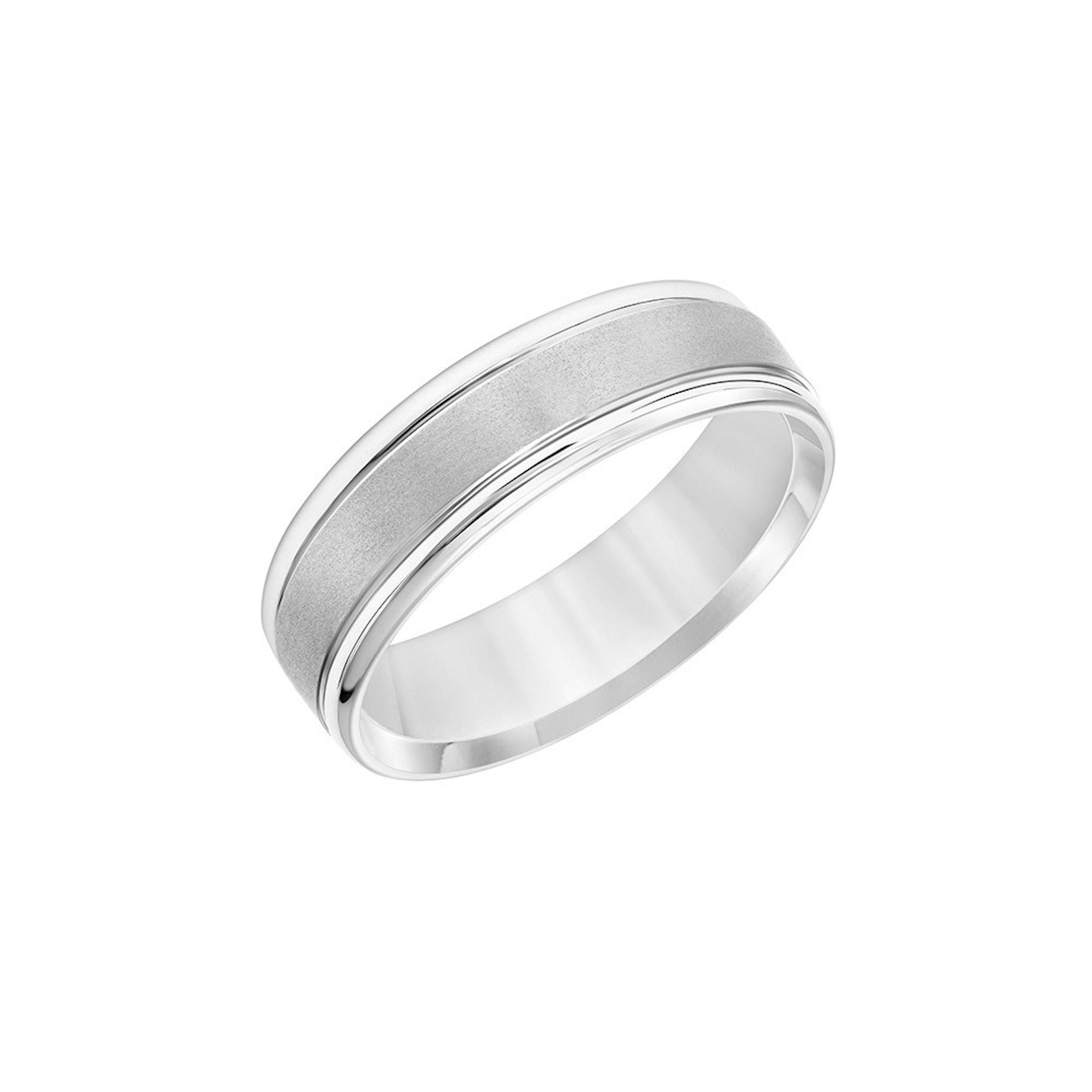 Vertical 18K White Gold Comfort Fit Flat Round Band