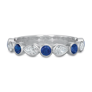 Vertical White Gold Diamond And Sapphire Band