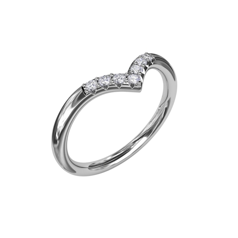 Vertical Shared Prong Chevron Diamond Band W7316