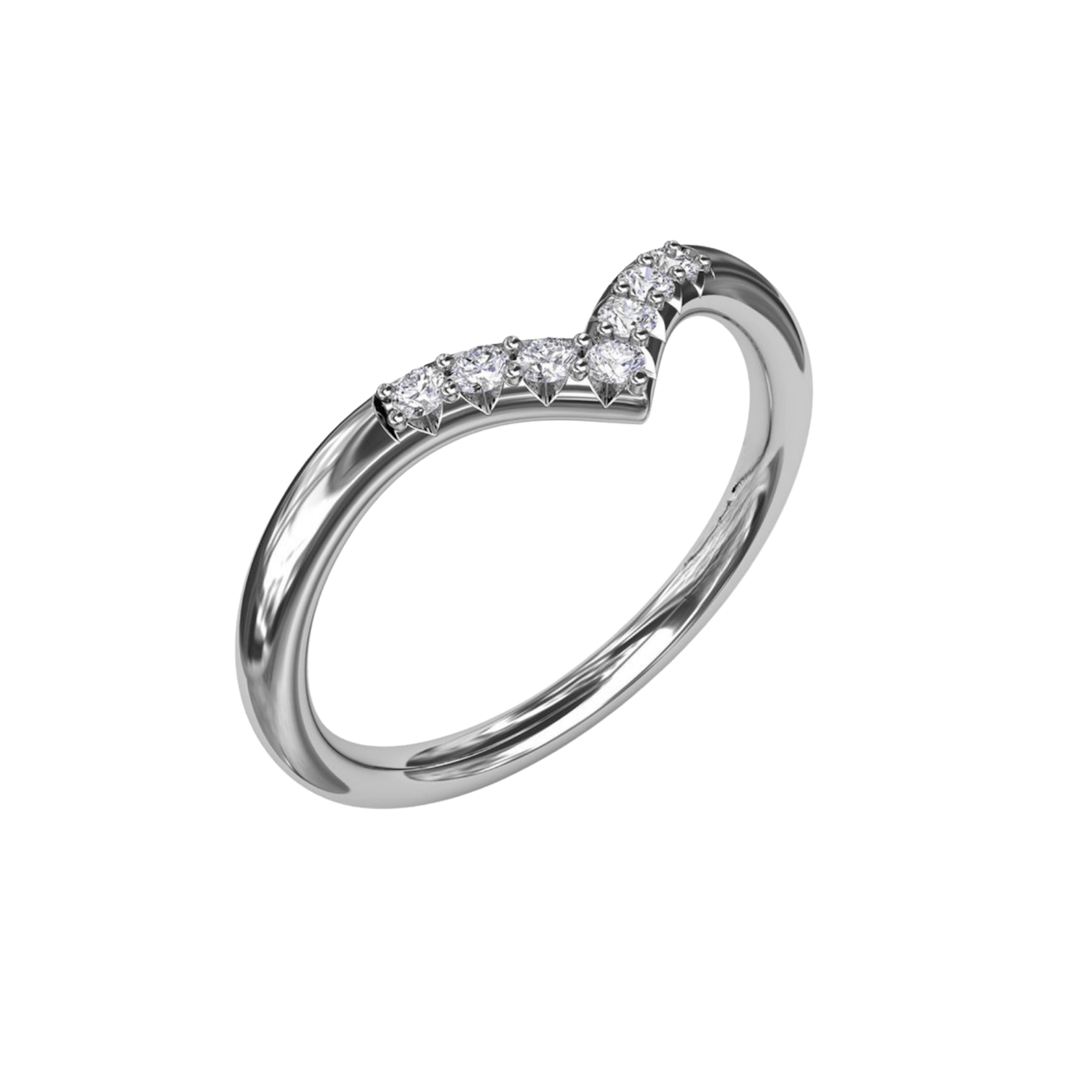 Vertical The 1916 Company Collection Shared Prong Chevron Diamond Band W7316
