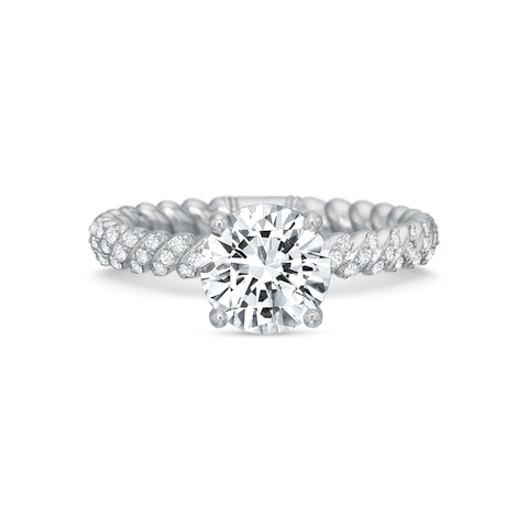 Vertical White Gold Diamond Semi-Mount Engagement Ring