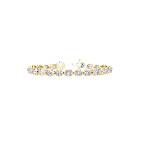 Vertical 18K Yellow Gold East-West Oval Diamond Bezel-Set Line Bracelet