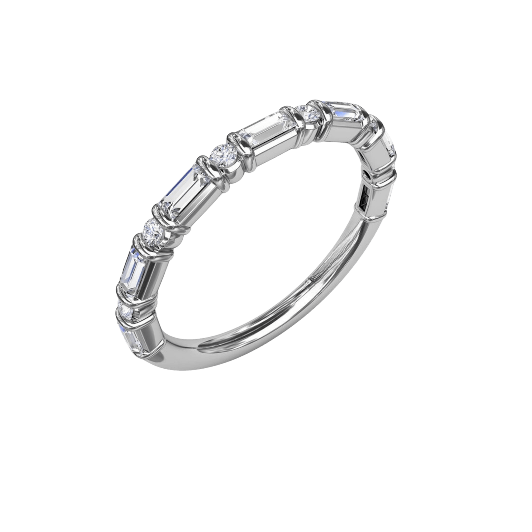 Vertical The 1916 Company Collection Baguette & Round Diamond Band W7326
