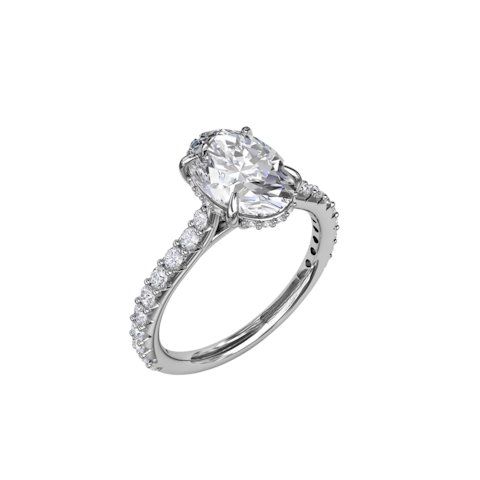 Vertical Classic Oval Diamond Solitaire Engagement Ring With Hidden Pavé Halo S3241