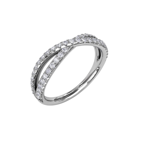 Vertical French Pave Crossover Diamond Band W7321