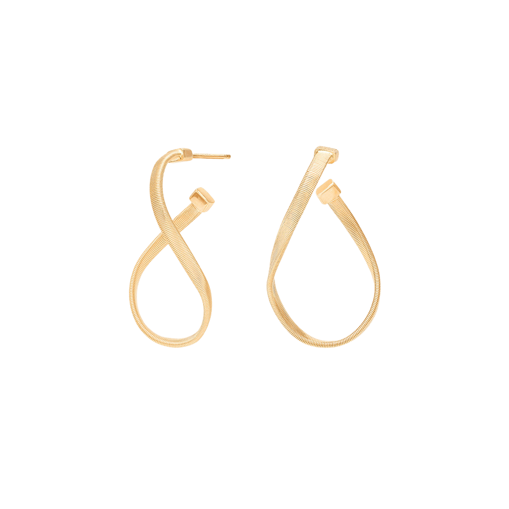 Vertical 18K Yellow Gold Marrakech Twisted Irregular Small Hoop Earrings