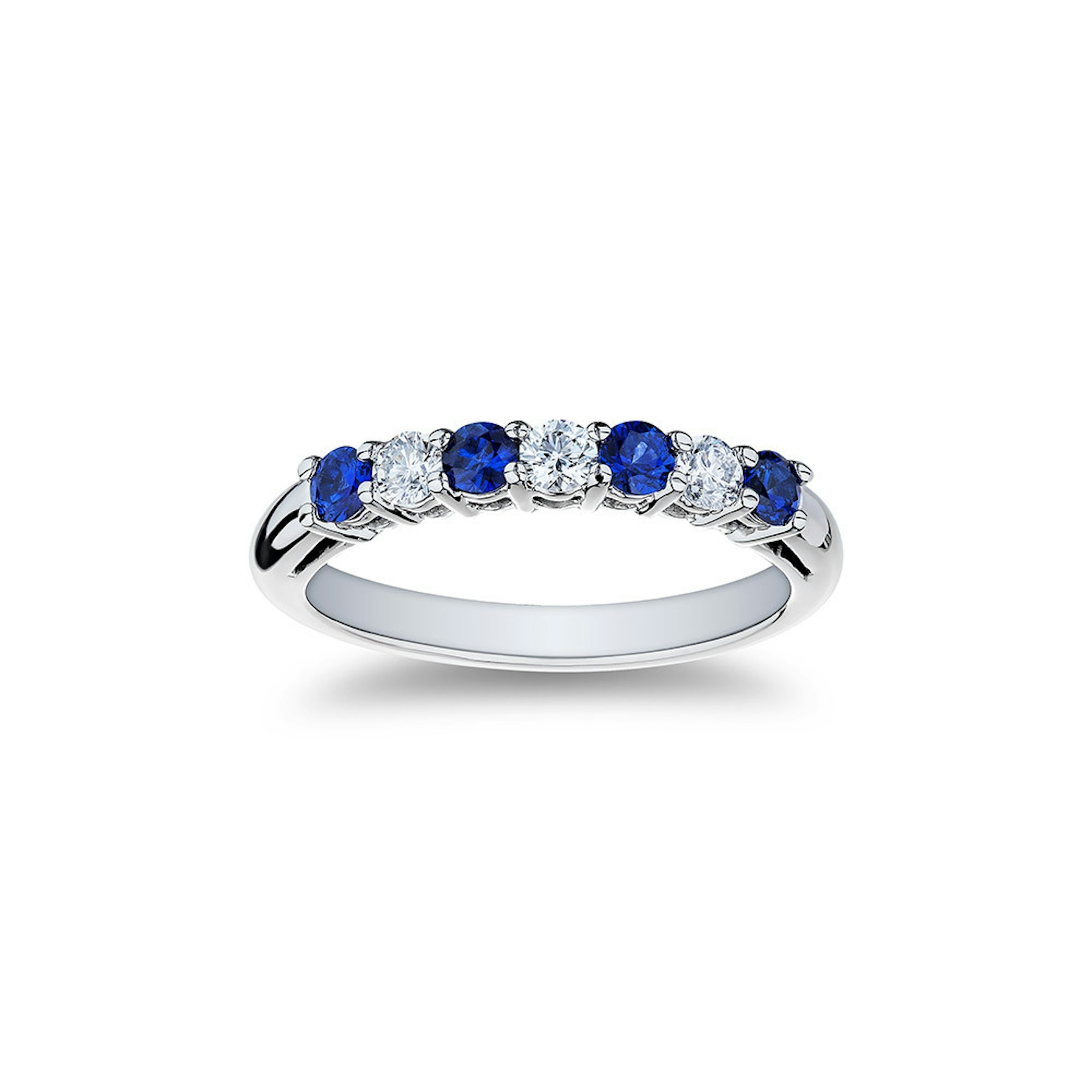 Vertical Platinum Diamond And Sapphire Band