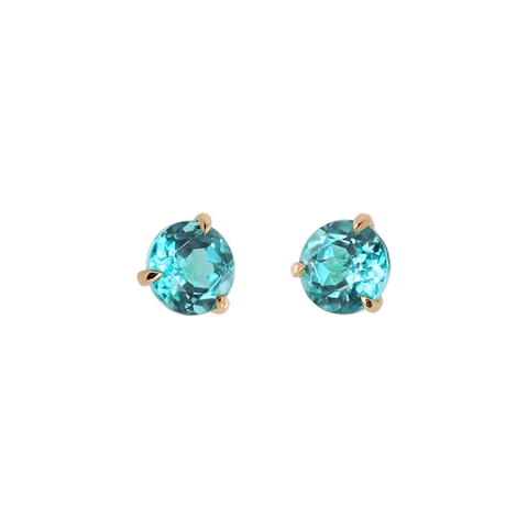 Vertical 14K White Gold Birthstone Aquamarine March Studs