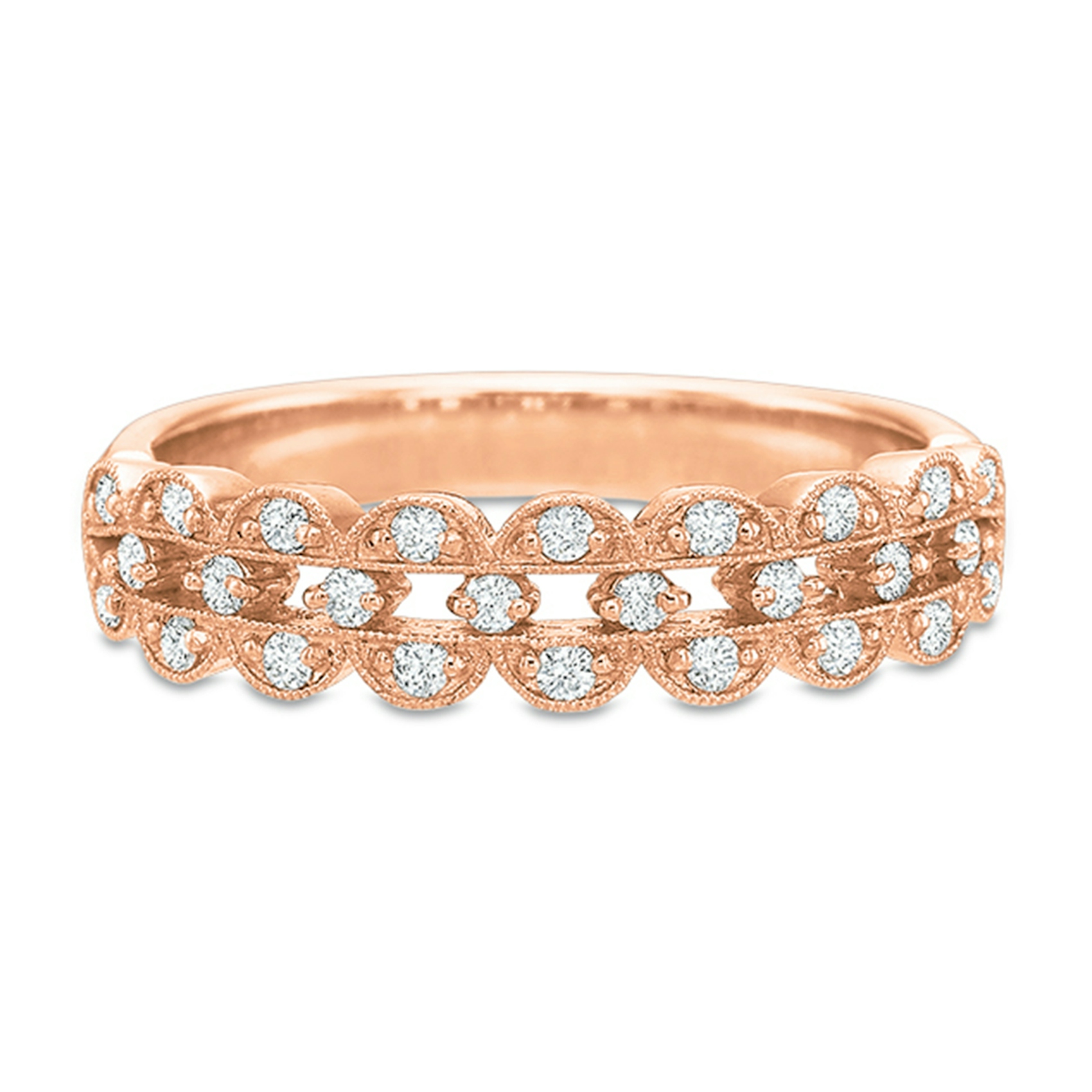 Vertical Rose Gold 3-Row Diamond Band