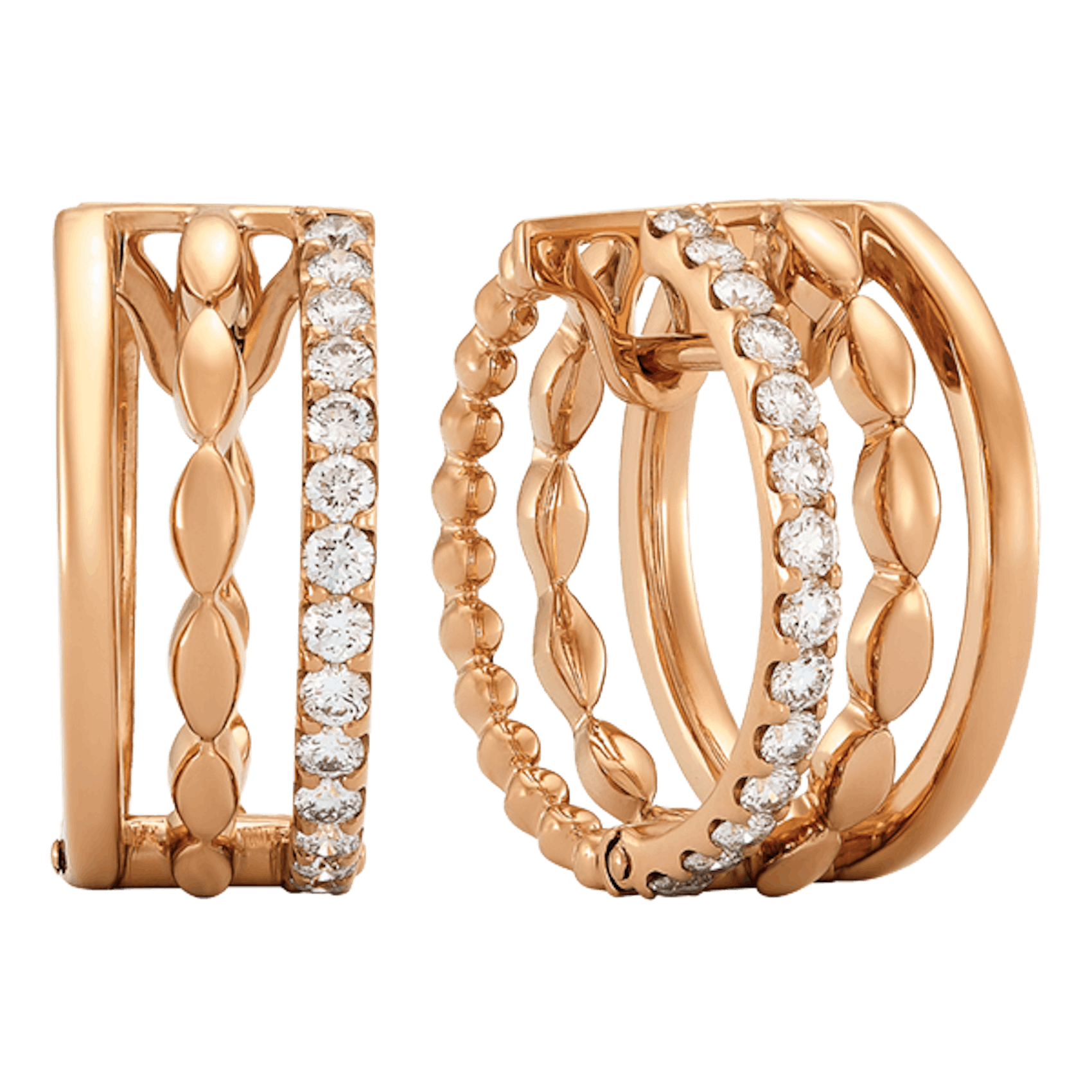 Vertical Three Row Hoop Earrings