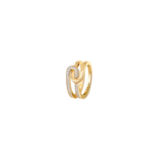 Vertical 18K Yellow Gold Maillon Diamond Star Ring