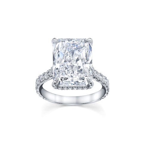 Vertical Platinum Radiant Diamond Ring