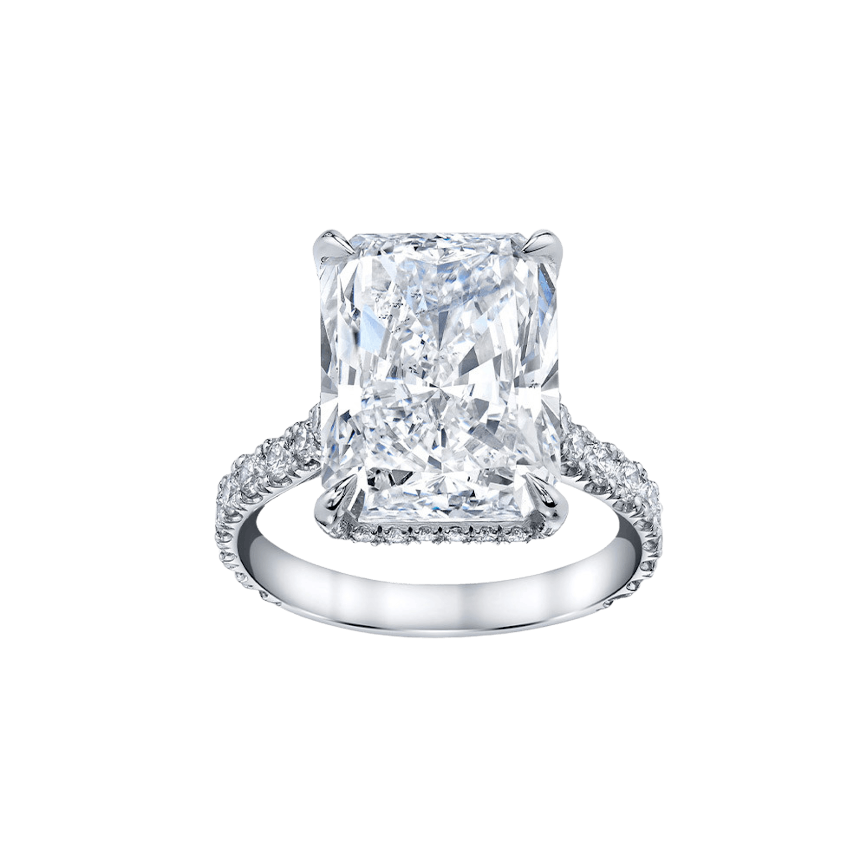 Vertical Platinum Radiant Diamond Ring
