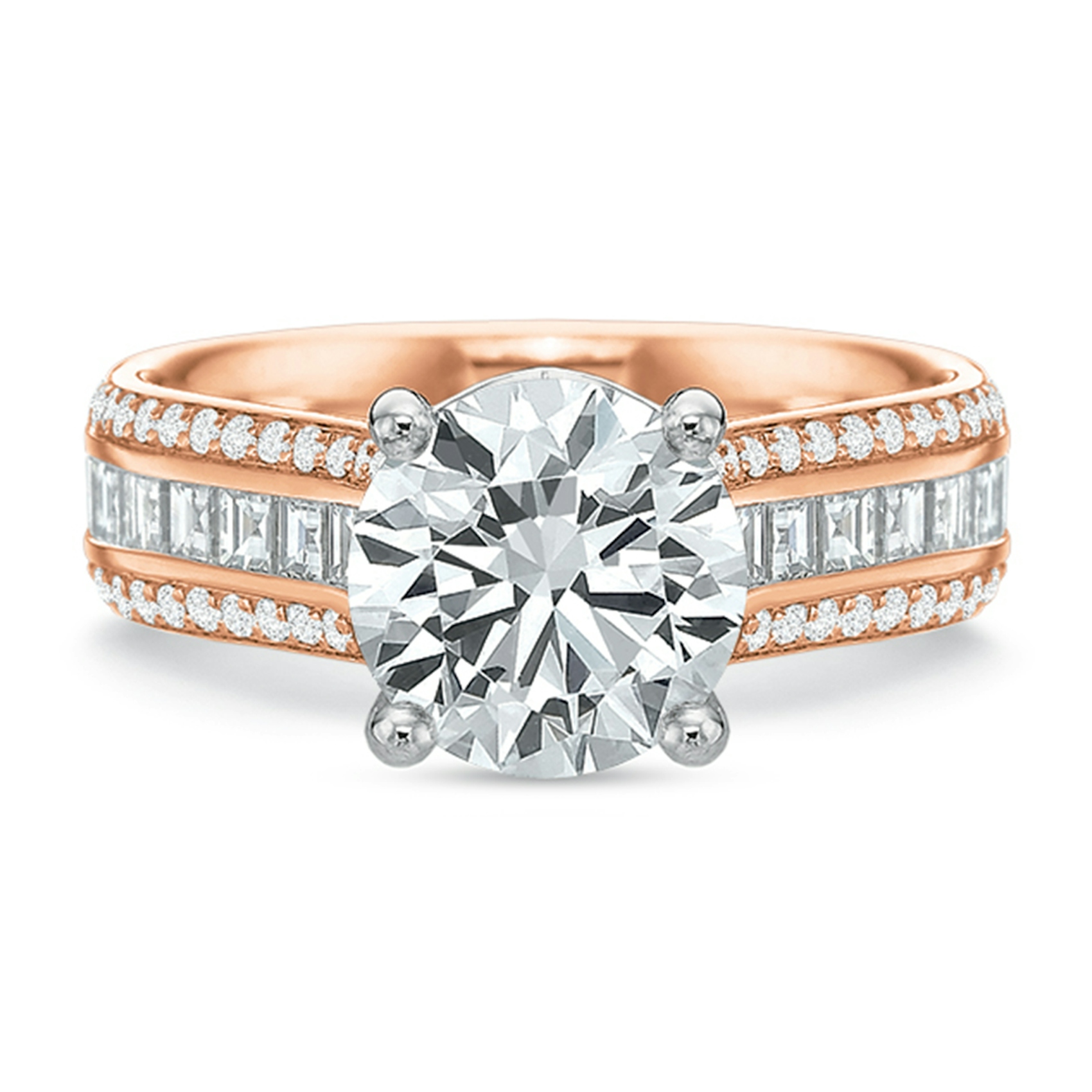 Vertical Rose Gold Channel Set Semi-Mount Engagement Ring