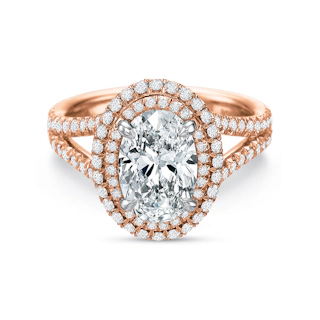 Vertical Rose Gold Halo Semi-Mount Engagement Ring