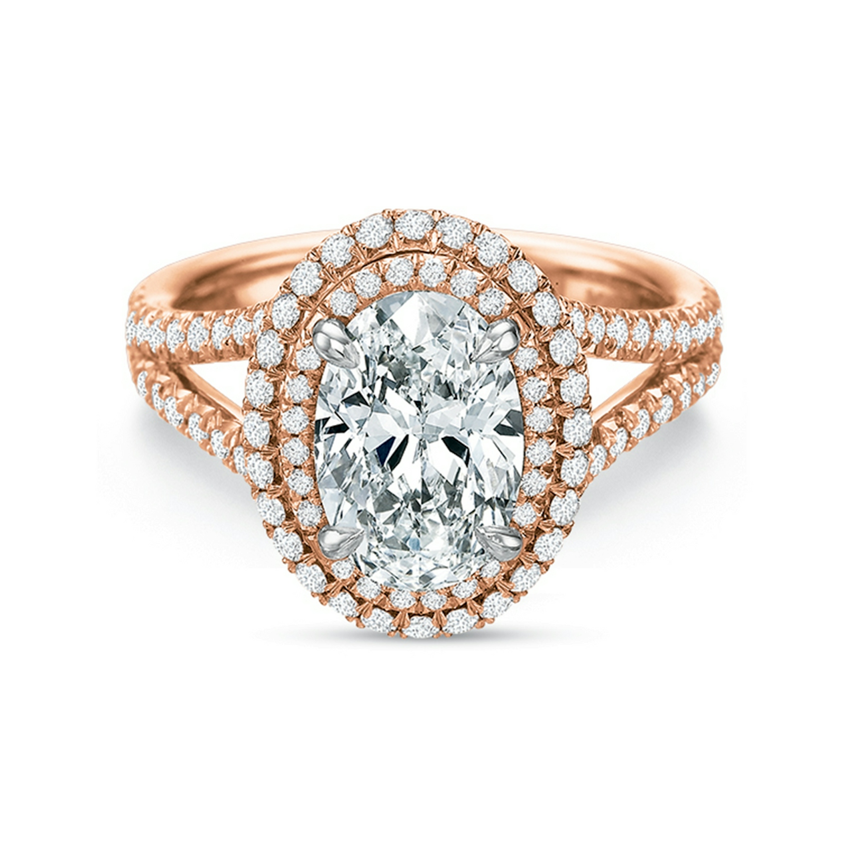 Vertical Rose Gold Halo Semi-Mount Engagement Ring