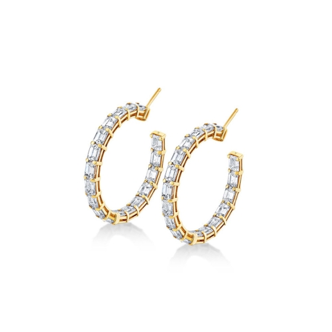Vertical Diamond Hoop Earrings