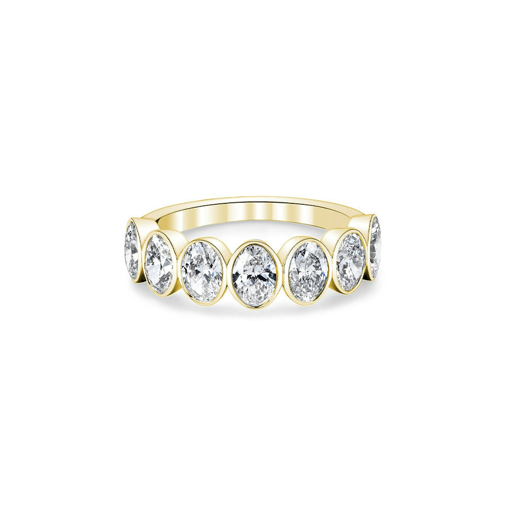 Vertical 18K Yellow North-South Oval Diamond Bezel-Set Band