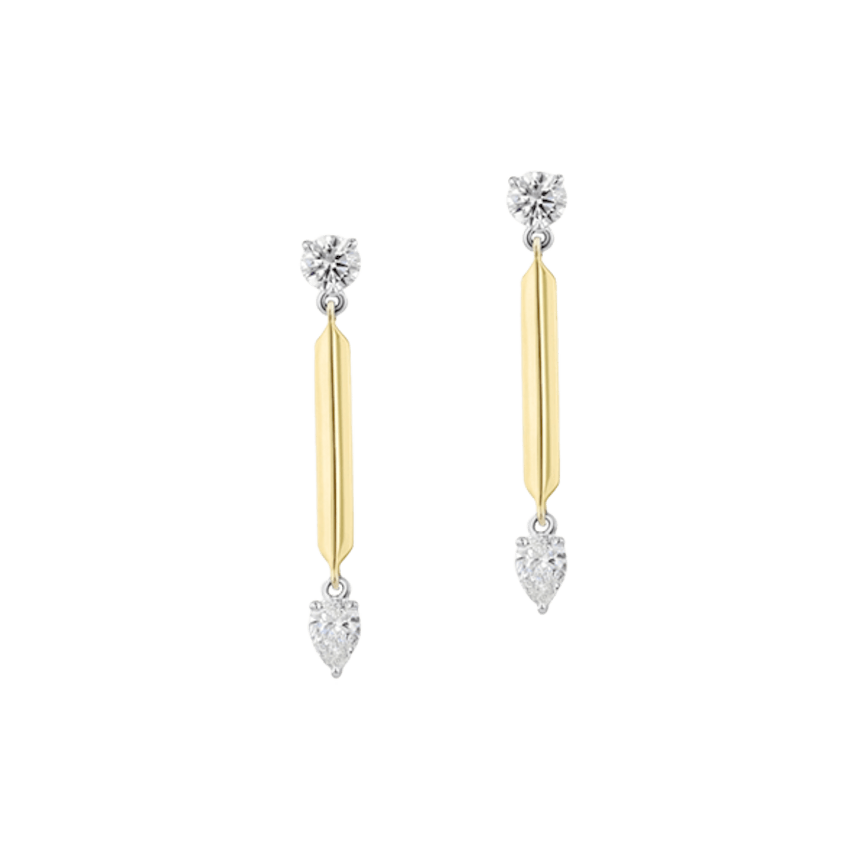 Vertical Round & Pear Knife Edge Drop Earring