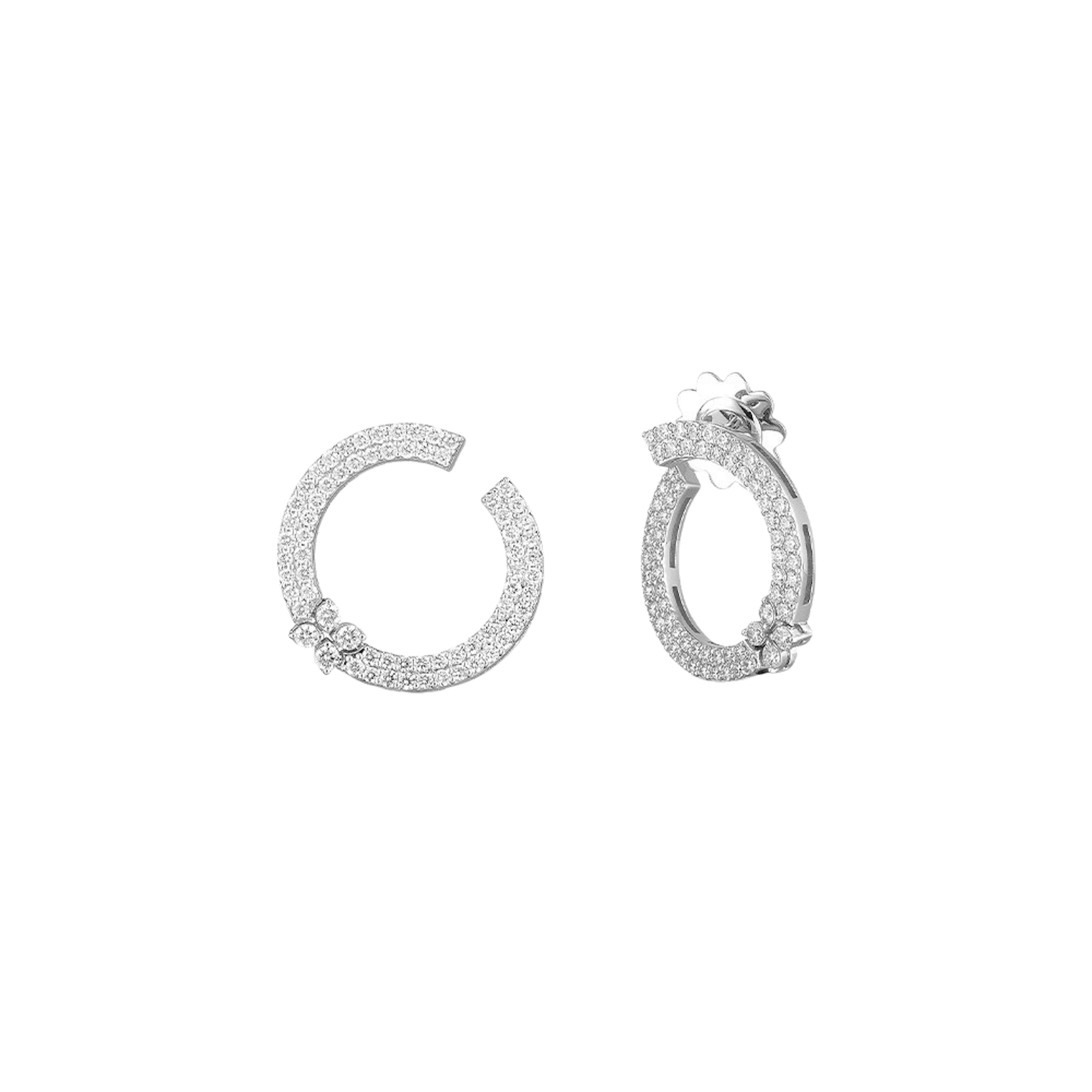 Vertical 18K White Gold Love in Verona Diamond Earrings