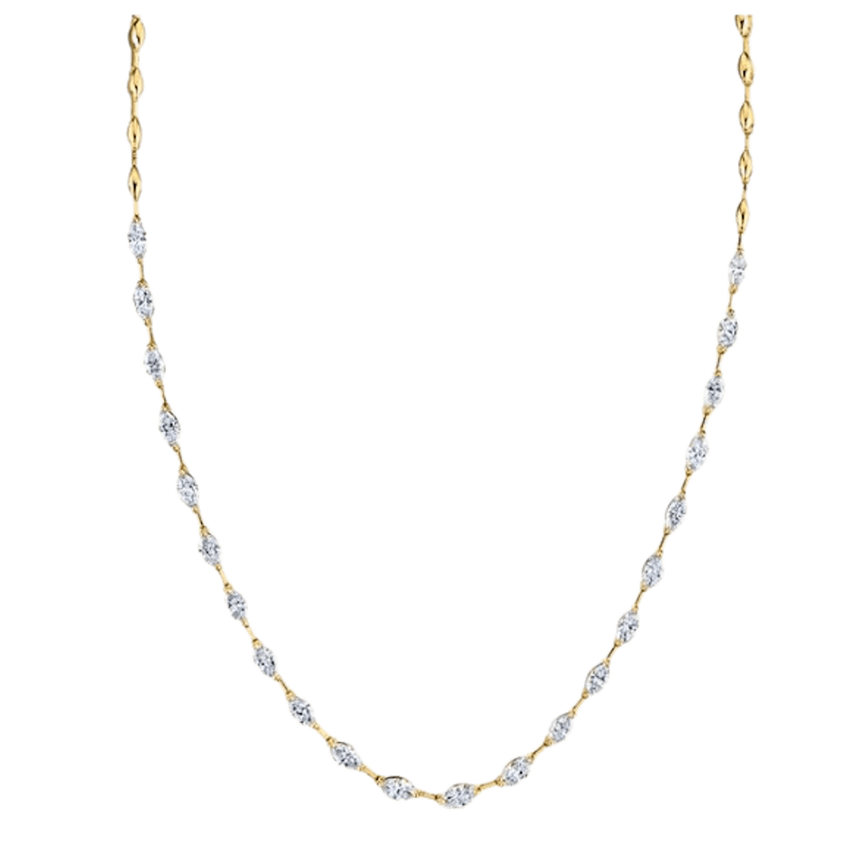 Vertical 18K Yellow Gold East-West Marquise Diamond Neckalce