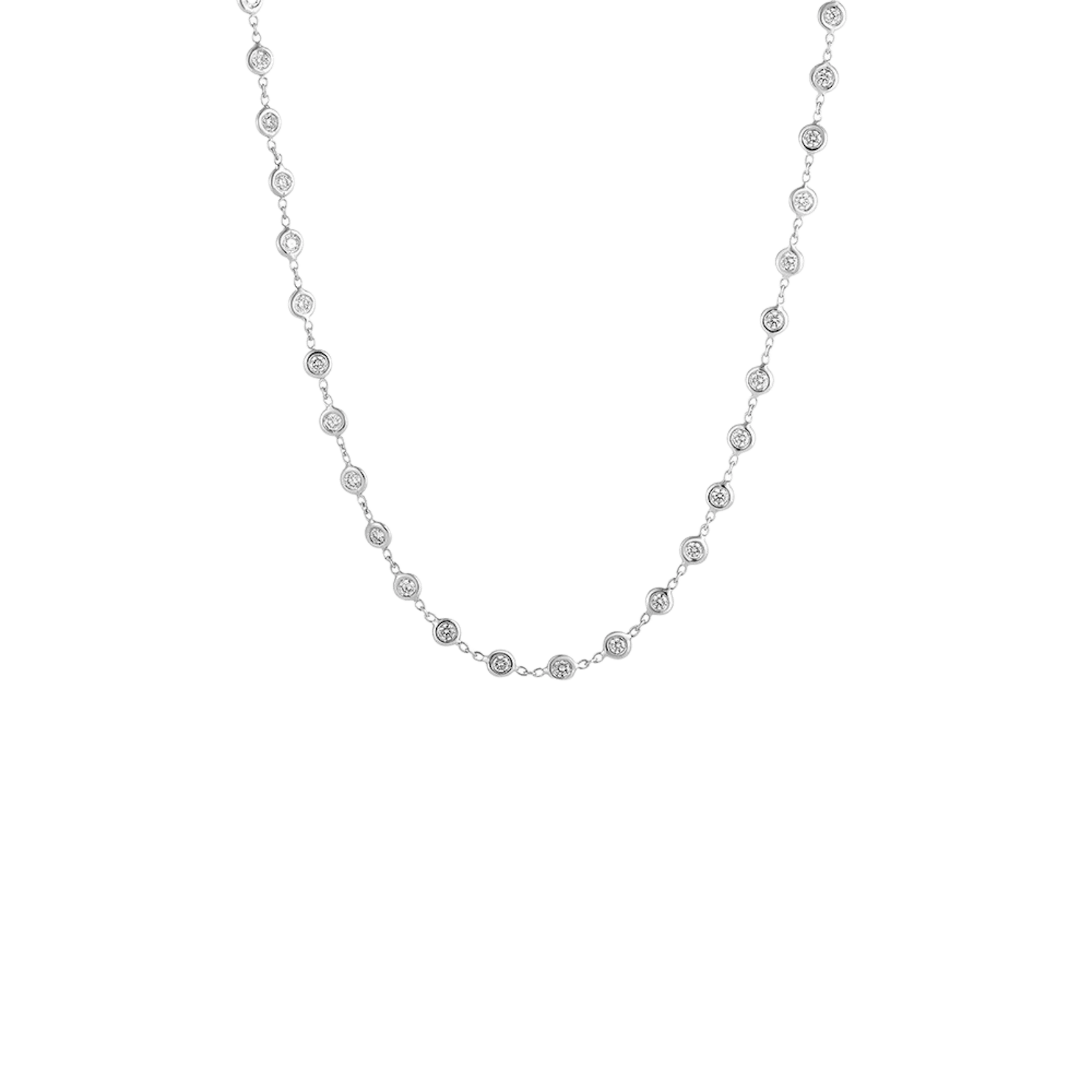 Vertical 18K White Gold Diamond Station Necklace