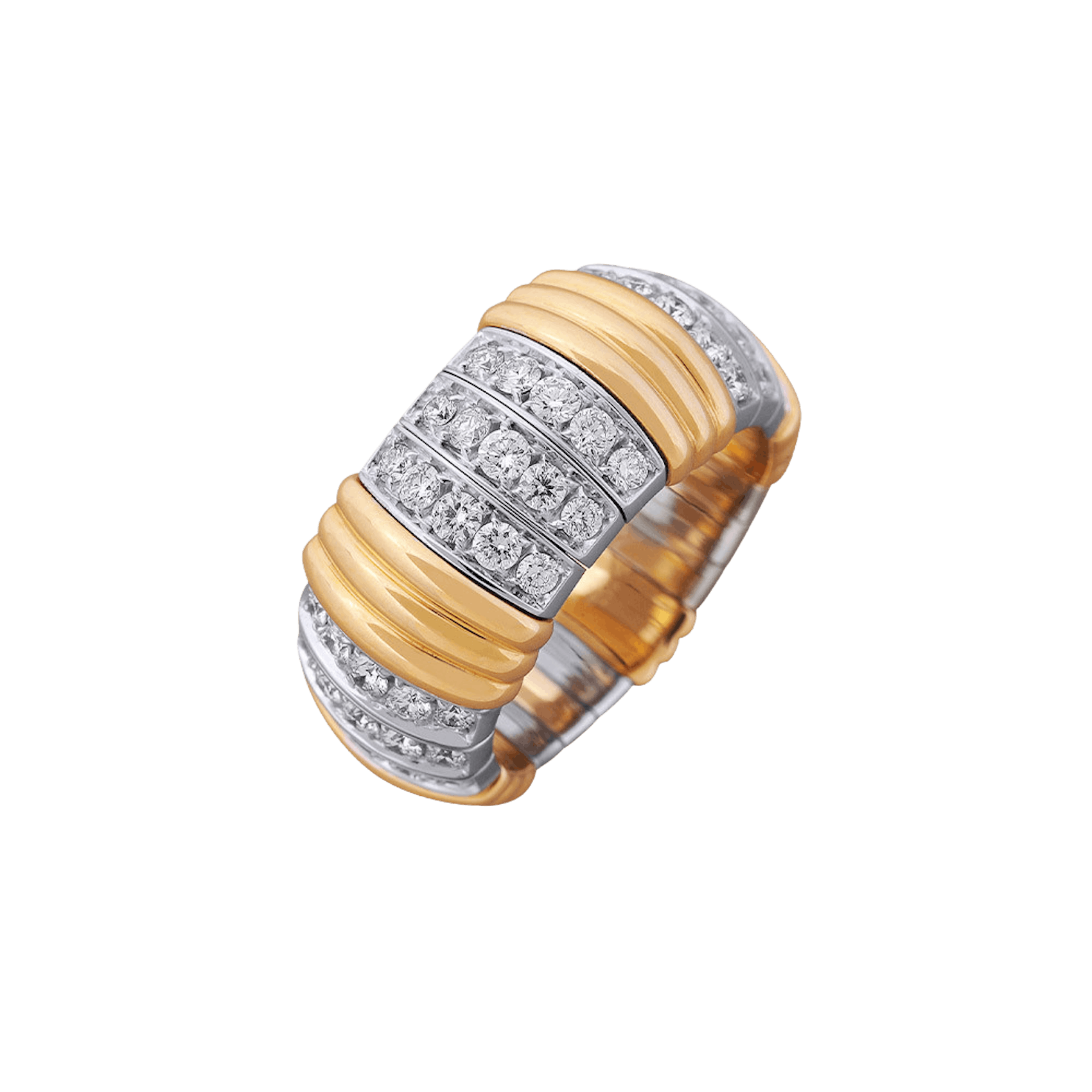 Vertical 18K White Gold/Rose Gold Xpandable Round Diamond Ring