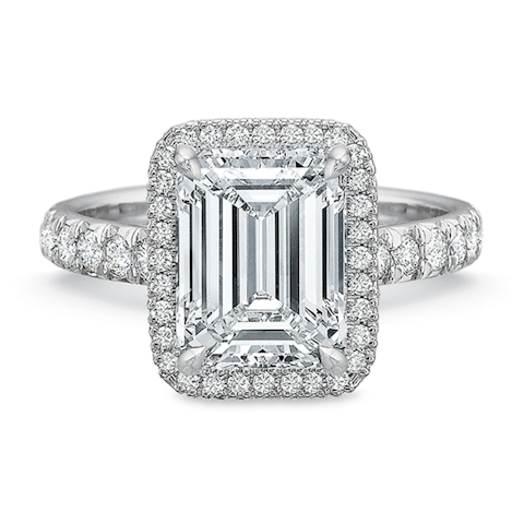 Vertical White Gold Halo Semi-Mount Engagement Ring