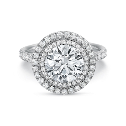 Vertical White Gold Halo Semi-Mount Engagement Ring