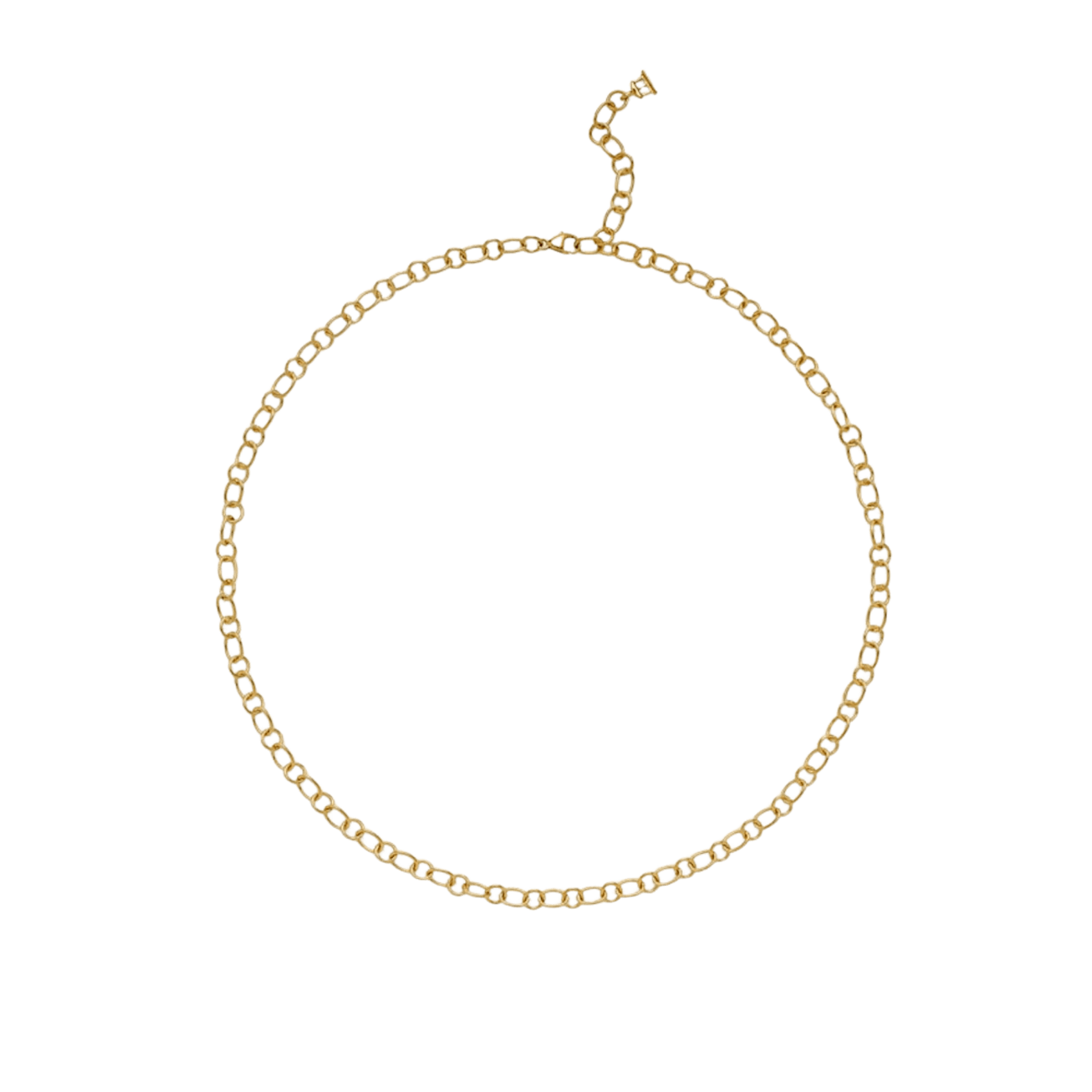 Vertical 18K Yellow Gold Ribbon Round and Oval Link 24" Chain