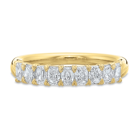 Vertical Yellow Gold Radiant Diamond Band
