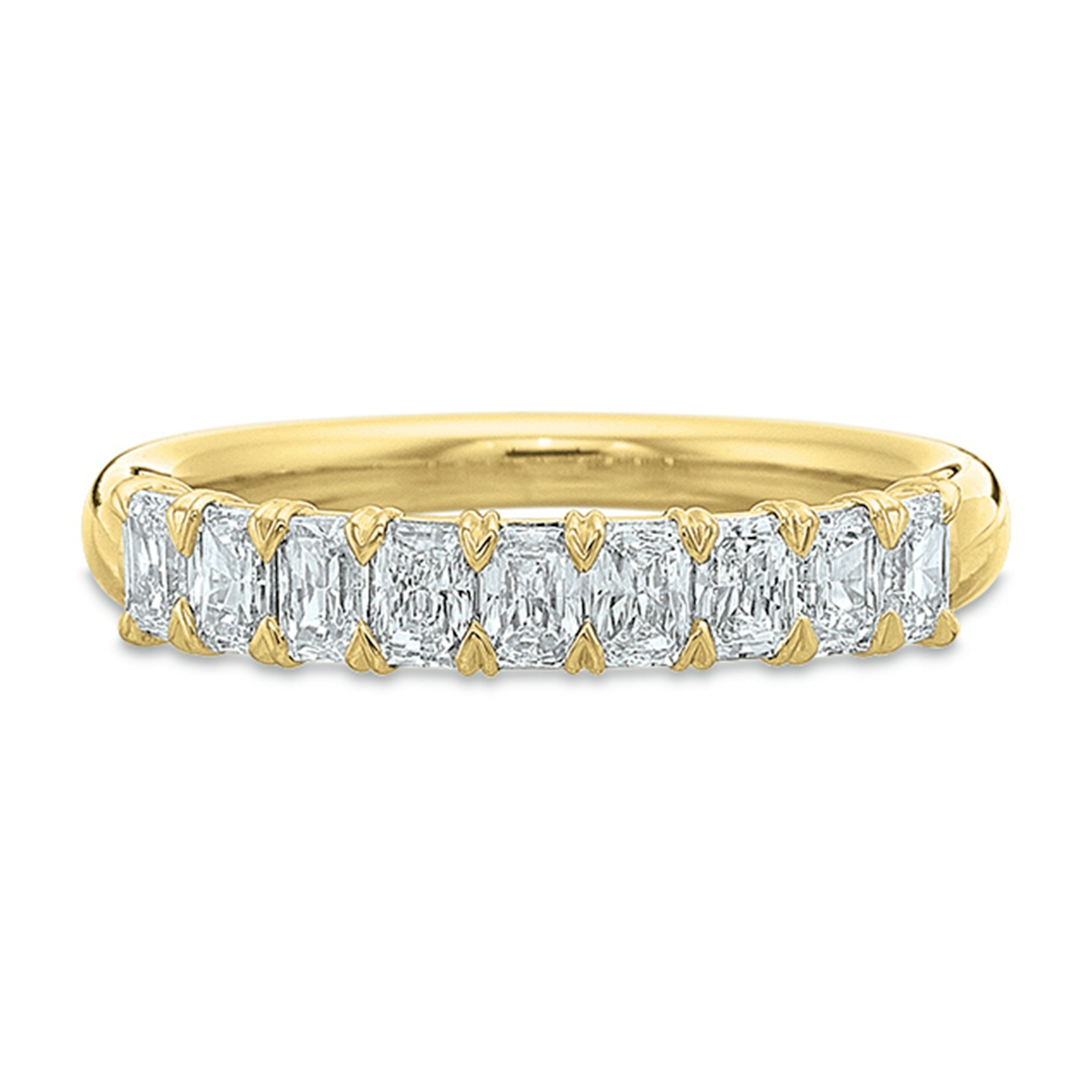Vertical Yellow Gold Radiant Diamond Band