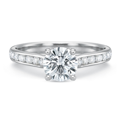 Vertical White Gold Channel Set Semi-Mount Engagement Ring 2131W