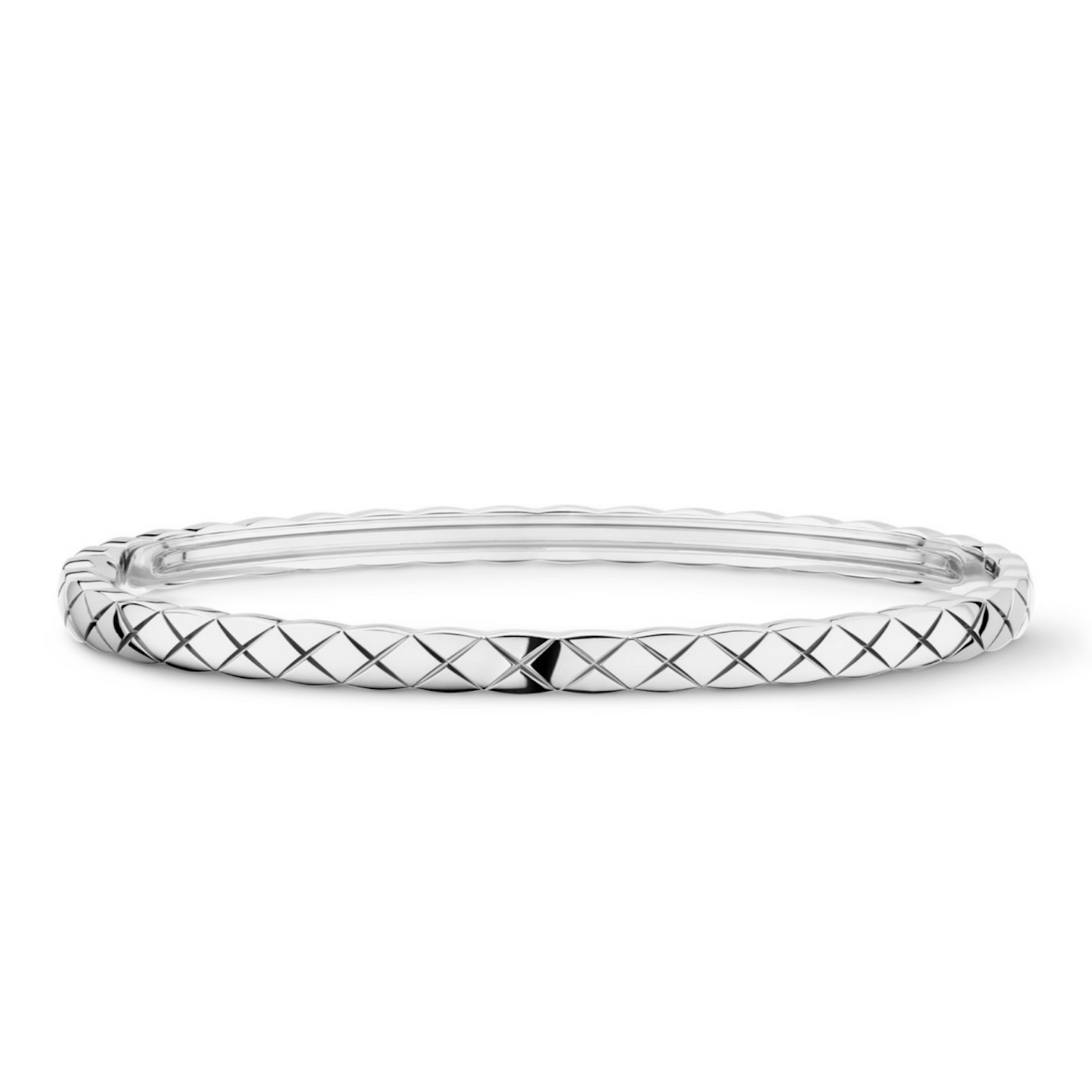 Vertical 18K White Gold Coco Crush Mini Bangle