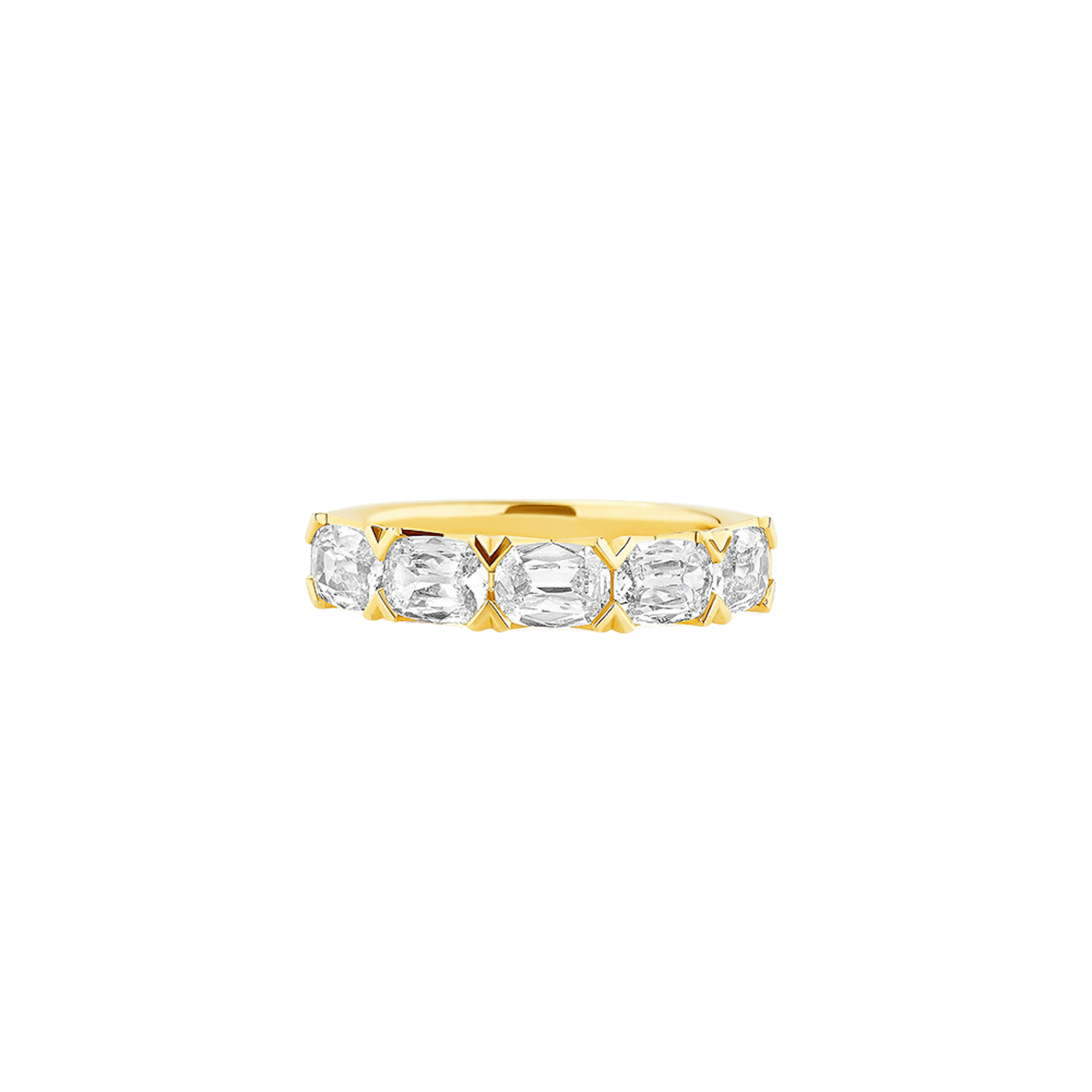 Vertical 18K Yellow Gold Cushion Diamond Band