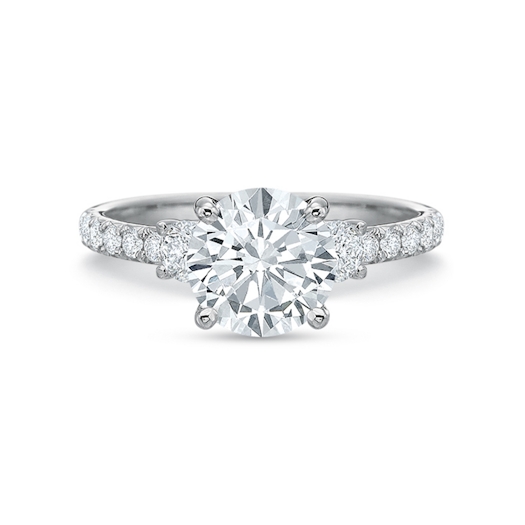 Vertical White Gold 3-Stone Semi-Mount Engagement Ring
